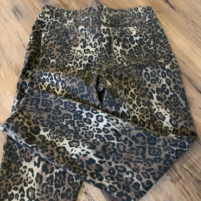 Sound Style Women's Lucy Pull On Ankle Platinum Stretch Animal Print Pants SZ M